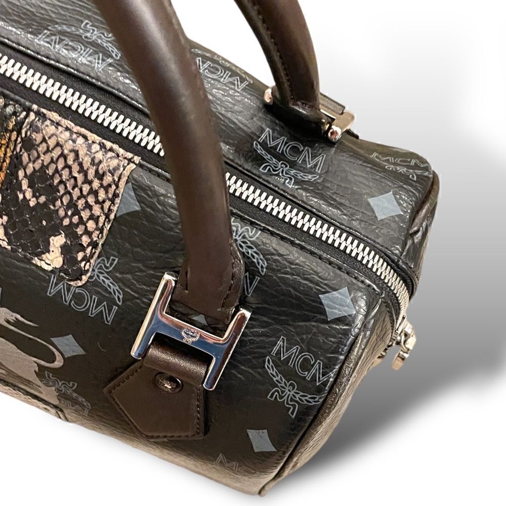 MCM Visetos Python Lion Princess Boston Top Handle Bag - Picture 4 of 13